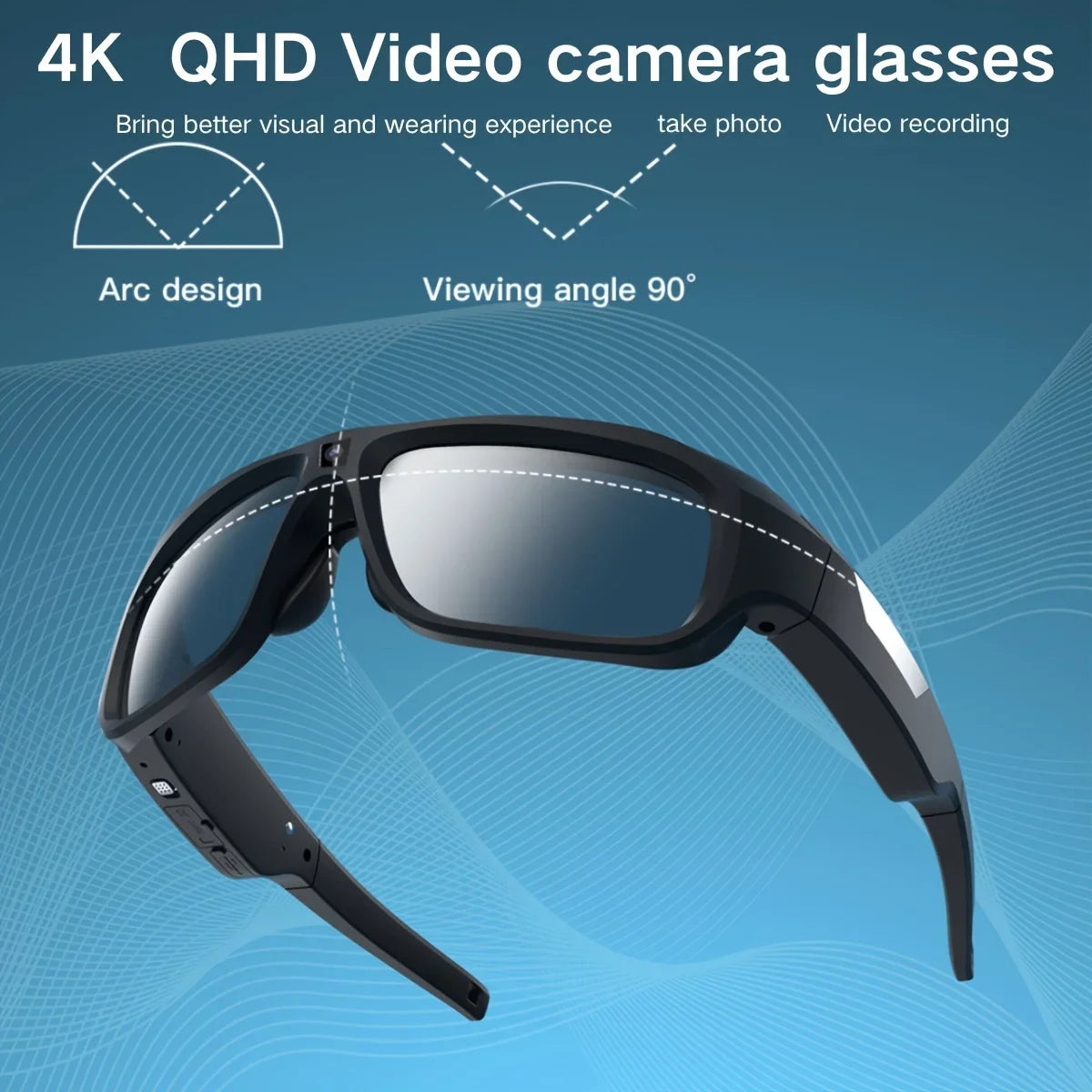 4K Ultra HD Smart Video Glasses – Wide-Angle Outdoor Cycling Recorder