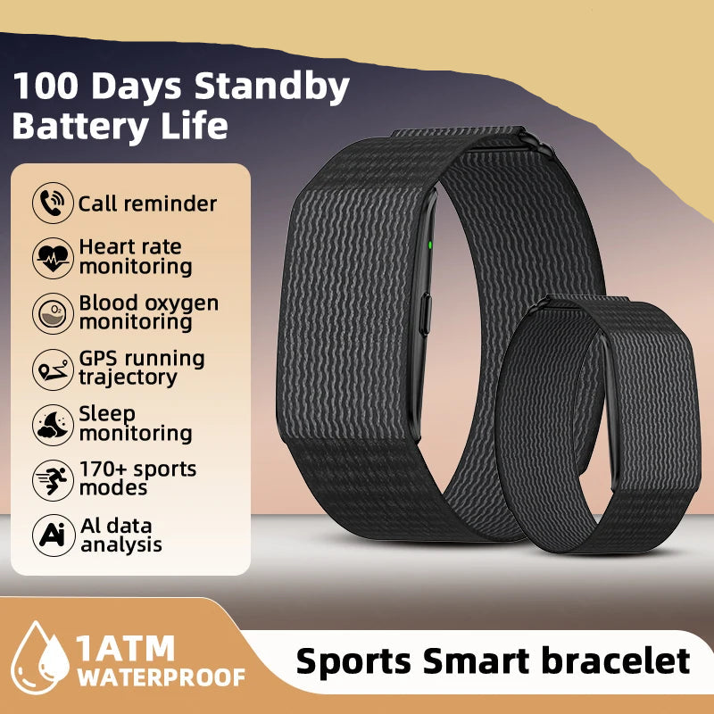 Stealth GPS Health Tracker – No-Screen Minimalist Smart Band with 24H Heart Rate & Blood Oxygen