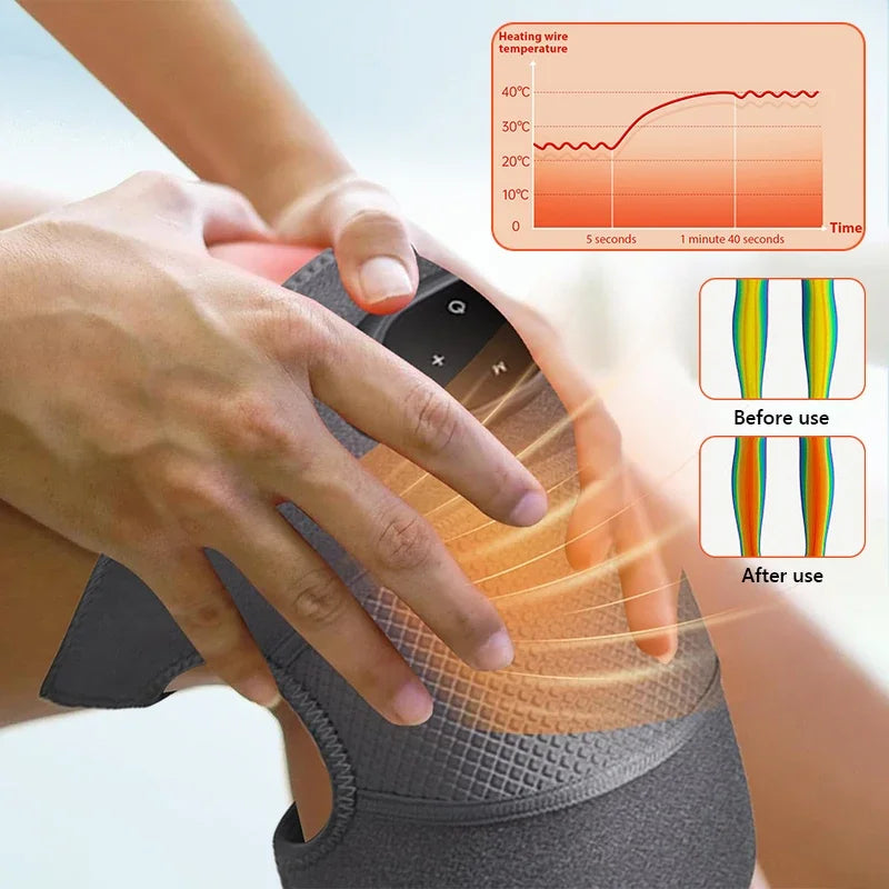 Knee Heating Vibration Massage Joint Physiotherapy Hot Compress Massager Elbow Shoulder Support Thermal Knee Pad Relieve Arthrit