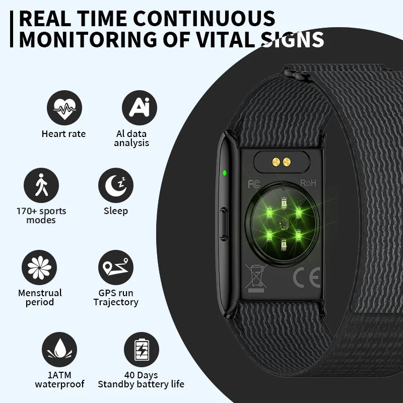 Stealth GPS Health Tracker – No-Screen Minimalist Smart Band with 24H Heart Rate & Blood Oxygen