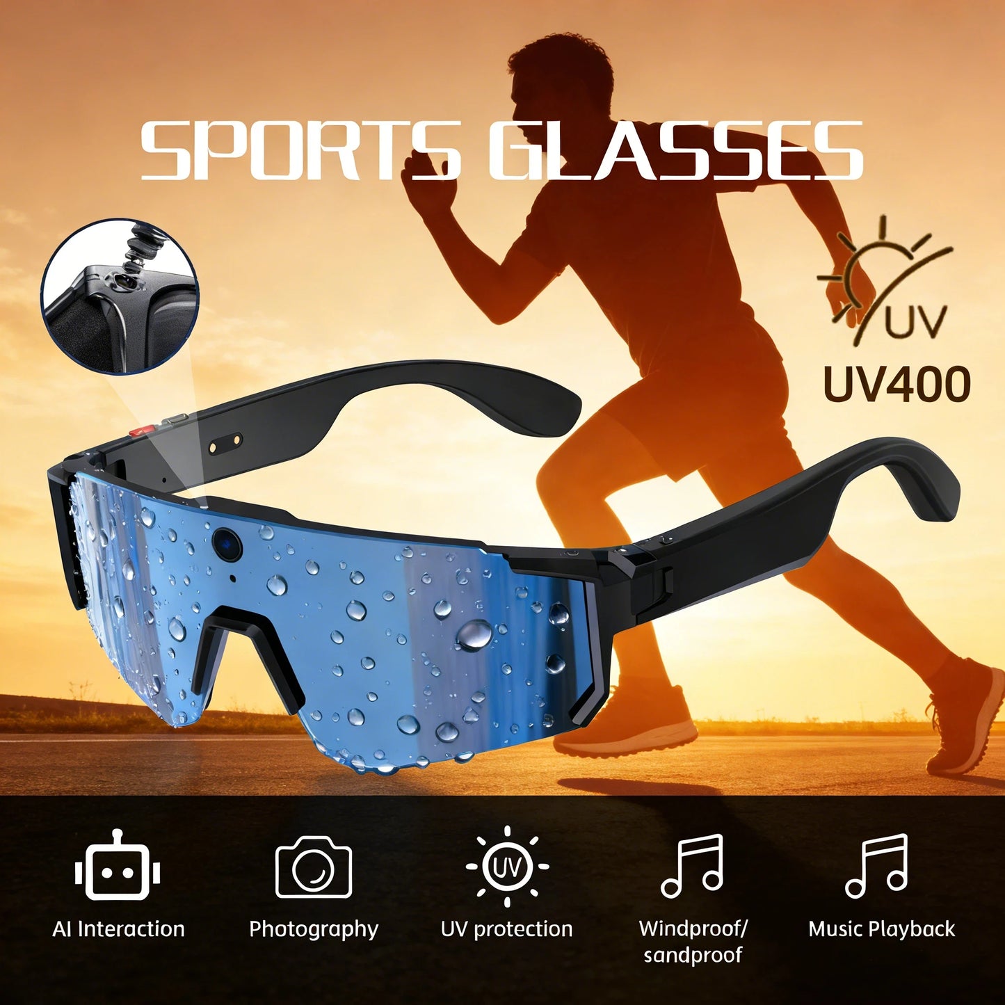 Smart Cycling Sunglasses: 4K Video, UV400 Polarized & AI Voice Assistant