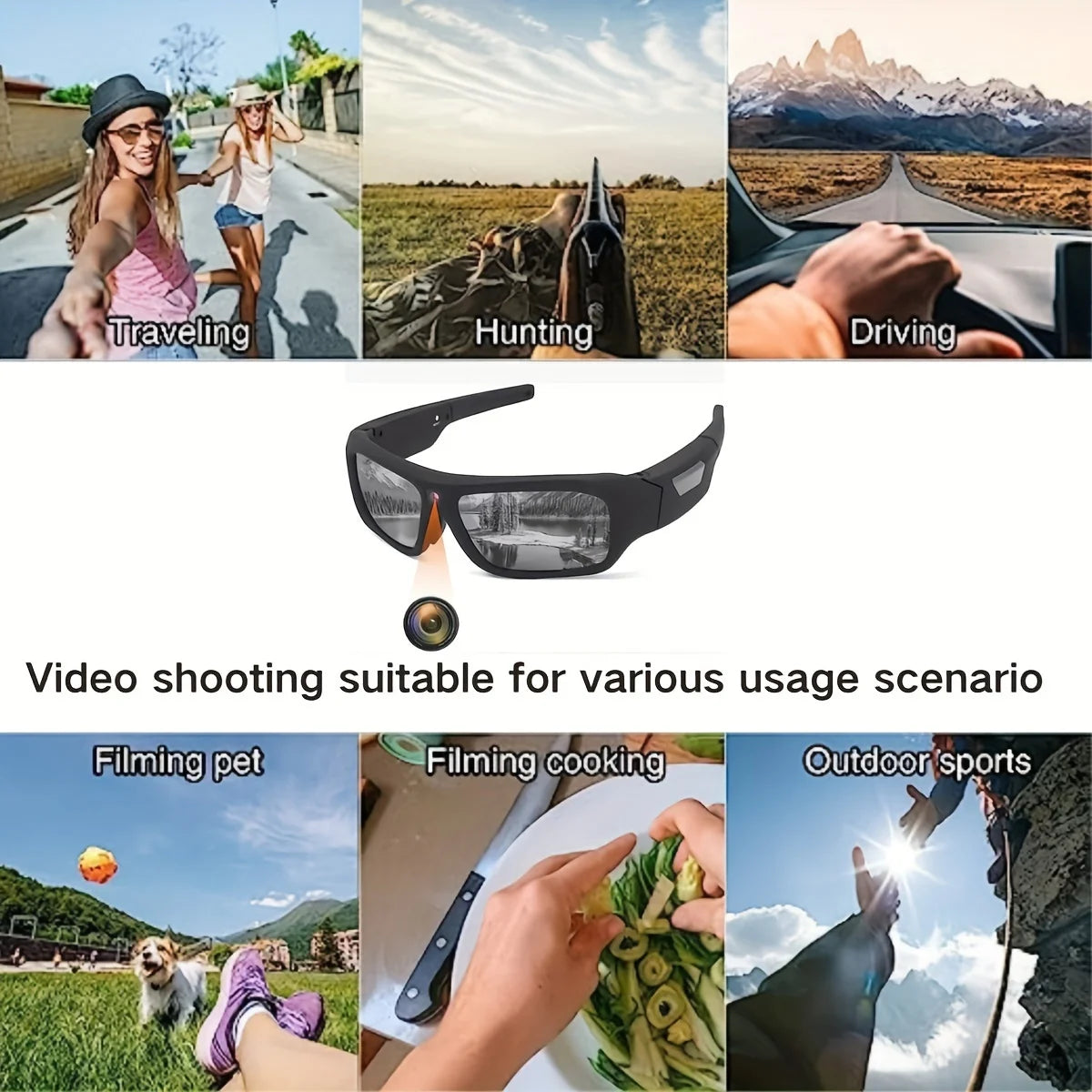 4K Ultra HD Smart Video Glasses – Wide-Angle Outdoor Cycling Recorder