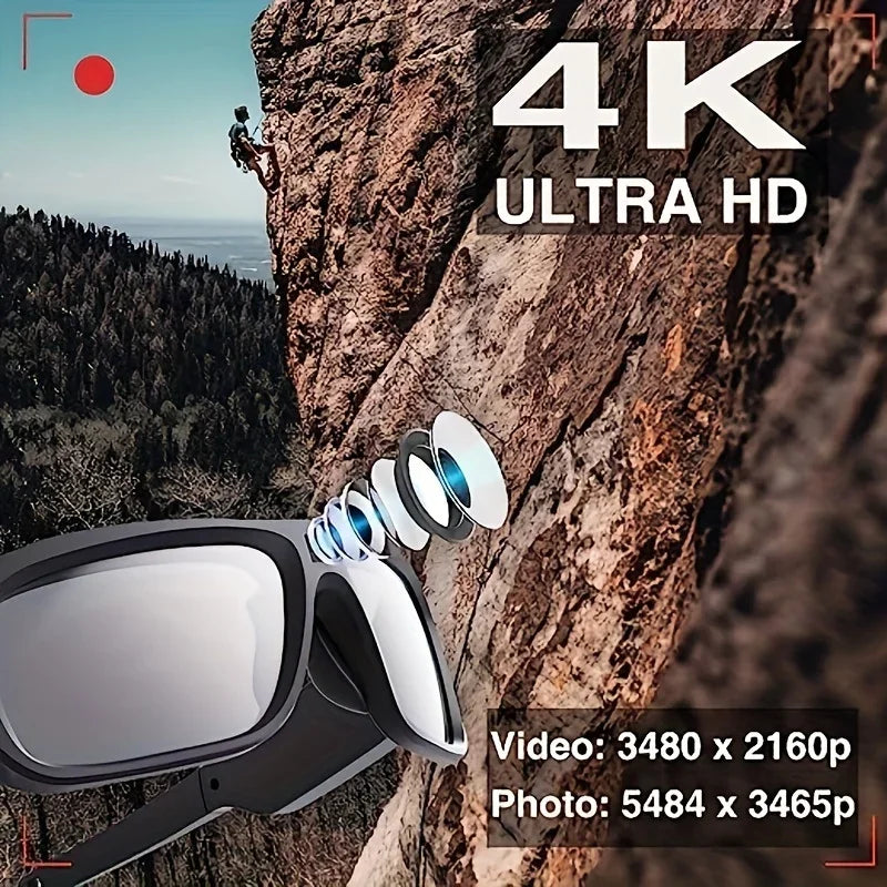 4K Ultra HD Smart Video Glasses – Wide-Angle Outdoor Cycling Recorder